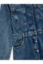 Long Sleeve Classic Collar Buttoned Pocket Detail A-Line Mini Denim Dress - 5