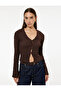 Long Spanish Sleeve V-Neck Buttoned Wrap Cardigan