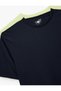 Relaxed Fit Color Contrast Short Sleeve Crew Neck Sports T-Shirt - 5