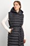 Hooded Button Closure Long Puffer Vest BLACK 8228 - 5