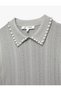 Knitwear Polo Neck Pearl Detailed Short Sleeve Sweater - 5
