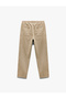 Pocket Detailed Cotton Straight Fit Waist Lace up Relaxed Fit Gabardine Trousers - 4