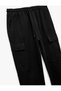 Cotton Relaxed Fit Gabardine Jogger Pants with Lace-Up Cargo Pocket Detail at the Waist - 5