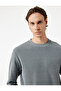 Textured Long Sleeve Basic Crew Neck Sweatshirt - 2