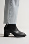 Women's Black Stretch Heeled Boots Shoes - 4