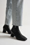Women's Black Stretch Heeled Boots Shoes - 3