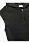 Viscose Blended Sleeveless Hooded Sweatshirt with Zipper Detail - 3