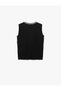 Striped Detail Sleeveless V-Neck Knitwear Sweater - 4