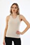 Women's Cotton Lycra Athlete Strappy Undershirt Beige - 3
