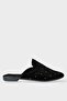 Suede Pointed Toe Stone Design Women's Slippers Black - Gold