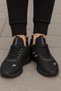 Unisex Lace-Up Knitwear Poly Sole Sports Shoes-Black-Smoked - 2