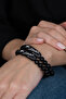 2 Pcs Matte and Shiny K. Ataturk Signed Black Bead Stone Unisex Bracelet Pair Bbb21 - 2