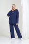 Osho Style Modal Fabric Set Women Large Size Long Sleeve Striped Detail - 7