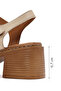 Women's Beige Ankle Strap Thick Heeled Shoes Genuine Leather Sandals 25Sfd342918 - 2