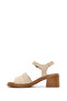 Women's Beige Ankle Strap Thick Heeled Shoes Genuine Leather Sandals 25Sfd342918 - 4