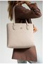 Women's Stone Color Large Size Hand and Shoulder Bag-4028 - 4