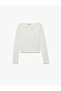 Cotton Slim Fit Long Sleeve U-Neck Crop Pajama Top - 3