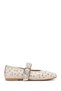 Women's Beige Buckle Stone Genuine Leather Ballerinas, Summer Shoes 25Sfd270718