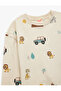 Printed Oversize Cotton Crew Neck Long Sleeve T-Shirt - 3
