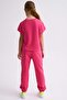 Pink Organic Sweatpants Girl's Lace-up Two-Pocket - 3