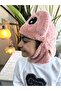 Girls Boys Unisex Self-Necked Beanie with Plush Figure Soft Ear Protection Dried Rose - 8