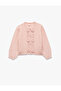 Applique Rose Detailed Long Sleeve Crew Neck Buttoned Knitwear Cardigan - 5