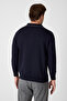Solin Men's Navy Blue Italian Ribbed Zippered Cotton Sports Polo Collar - 6