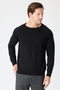 Lunox Men's Black Italian Ribbed Cotton Sports Crew Neck Sweater