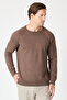 Lunox Men's Brown Italian Ribbed Cotton Sports Crew Neck Sweater - 7