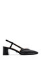 Women's Black Open Back Heeled Leather Shoes 25Sfd 160018