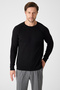 Solen Men's Black Italian Ribbed Cotton Crew Neck Sweater - 3