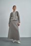 Women's Brown Lined Tweed Jacket Skirt Hijab Set - 6