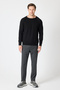 Lunox Men's Black Italian Ribbed Cotton Sports Crew Neck Sweater - 5