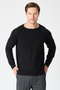 Lunox Men's Black Italian Ribbed Cotton Sports Crew Neck Sweater - 3