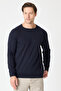 Lunox Men's Navy Blue Italian Ribbed Cotton Sports Crew Neck Sweater - 3