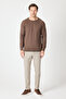 Lunox Men's Brown Italian Ribbed Cotton Sports Crew Neck Sweater - 6