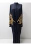 Hijab Stylish and High Quality Dubai Silk Shawl Abaya Ferace Gold Pul Paillettes Detailed Length 150 cm - 3