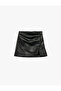 Drapeli Slit Faux Leather Mini Skirt - 3
