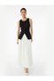 Sleeveless Crew Neck V-Neck Blocky Flounce Long Dress