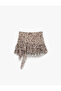 Asymmetrical Cut Ruffled Shorts Leopard Print Mini Skirt - 4