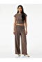 Wrapped Fabric Comfortable Fit Waist Lace-Up Straight Wide Leg Pants