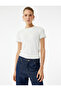 Viscose Fabric Slim Fit Pearl Detail Short Sleeve Crew Neck T-Shirt