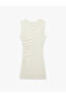 Crepe Fabric Slim Fit Sleeveless Crew Neck Draped Mini Dress - 4