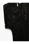 Slim Fit Short Batwing Sleeve Crew Neck Sequined Mini Dress - 7