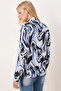 Women's Blue Patterned Long Sleeve Shirt ARM-24K001017 - 5