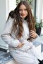 Girl's Puffer Jacket with Cream Cover, Pockets, Fur Inside, Detachable Hood 21485 - 6