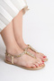 Nora Gold Colored Stone Flip-Flop Women's Sandals