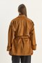 Women's Camel Kruaze Collar Aller Detailed Epaulet Belted Pocketed Suede Trench Coat 99007 60283661 - 8