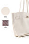 Cream Shk159 Faux Leather, Lined, Snap Fastener, Lock Detailed Hand, Arm and Shoulder Bag - 5
