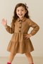 Girl's Long Sleeve Buttoned Front Gabardine Dress - 3